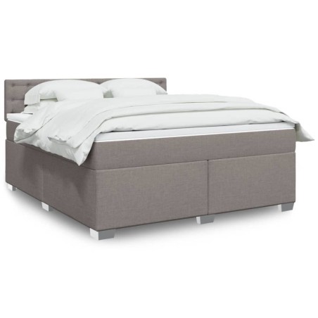 vidaXL Giroletto a Molle con Materasso Tortora 180x200 cm in Tessuto