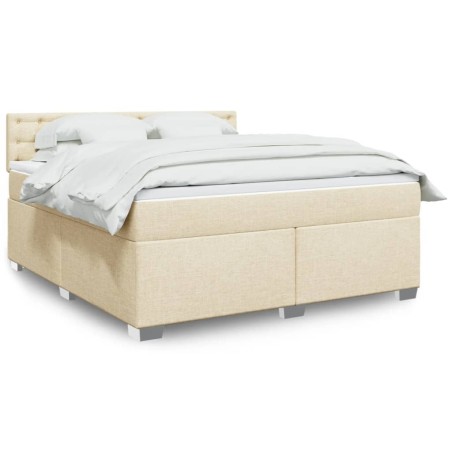 vidaXL Giroletto a Molle con Materasso Crema 180x200 cm in Tessuto