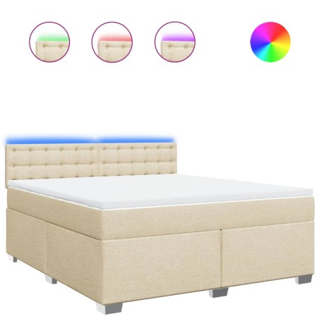 vidaXL Giroletto a Molle con Materasso Crema 180x200 cm in Tessuto