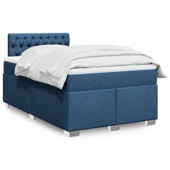 vidaXL Giroletto a Molle con Materasso Blu 120x190 cm in Tessuto