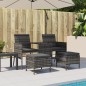 vidaXL Divano Giardino 2 Posti con Tavolo e Sgabelli Grigio Polyrattan
