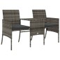 vidaXL Divano Giardino 2 Posti con Tavolo e Sgabelli Grigio Polyrattan