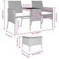 vidaXL Divano Giardino 2 Posti con Tavolo e Sgabelli Grigio Polyrattan