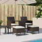 vidaXL Divano Giardino 2Posti con Tavolo e Sgabelli Marrone Polyrattan