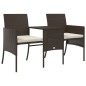 vidaXL Divano Giardino 2Posti con Tavolo e Sgabelli Marrone Polyrattan