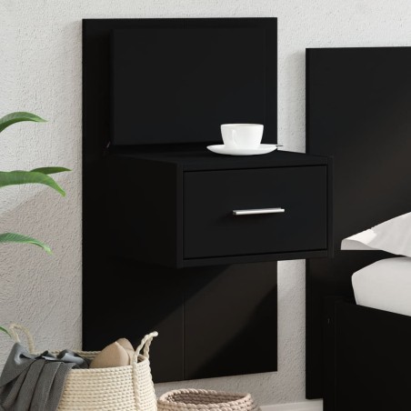 vidaXL Comodino a Parete con Luci LED Nero