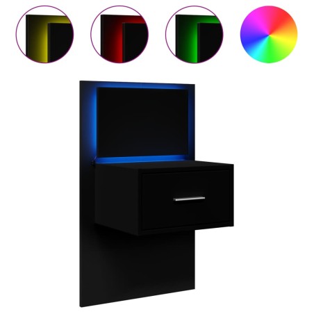 vidaXL Comodino a Parete con Luci LED Nero