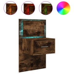 vidaXL Comodino a Parete con luci LED Rovere Fumo