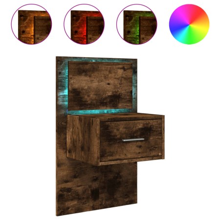 vidaXL Comodino a Parete con luci LED Rovere Fumo