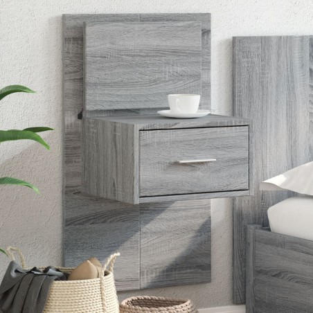 vidaXL Comodino a Parete con luci LED Grigio Sonoma