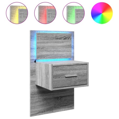 vidaXL Comodino a Parete con luci LED Grigio Sonoma