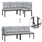 vidaXL Set Panche Giardino Cuscini 3pz Nero Acciaio Verniciato Polvere vidaXL Set Panche Giardino Cuscini 3pz Nero Acciaio Verniciato Polvere