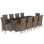 vidaXL Set da Pranzo da Giardino 11pz con Cuscini in Polyrattan Grigio vidaXL Set da Pranzo da Giardino 11pz con Cuscini in Polyrattan Grigio