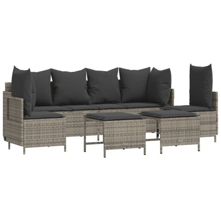 vidaXL Set Divano da Giardino 5 pz con Cuscini Grigio in Polyrattan