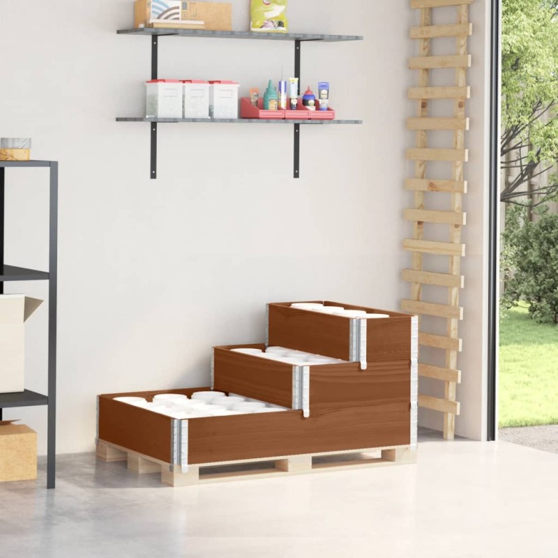 vidaXL Fioriera Rialzata a 3 Livelli Marrone 120x80 cm Legno di Pino vidaXL Fioriera Rialzata a 3 Livelli Marrone 120x80 cm Legno di Pino