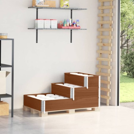 vidaXL Fioriera Rialzata a 3 Livelli Marrone 120x80 cm Legno di Pino