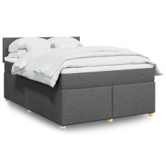 vidaXL Giroletto a Molle con Materasso Grigio Scuro 140x190 cm Tessuto