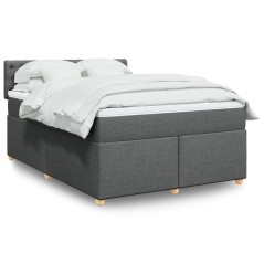 vidaXL Giroletto a Molle con Materasso Grigio Scuro 140x190 cm Tessuto