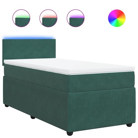 vidaXL Giroletto a Molle con Materasso Verde Scuro 100x200 cm Velluto