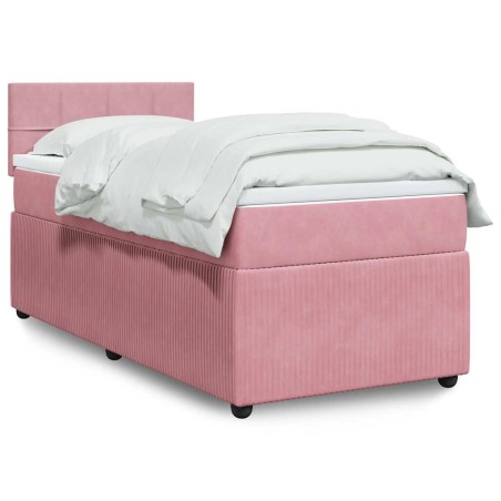 vidaXL Giroletto a Molle con Materasso Rosa 100x200 cm in Velluto