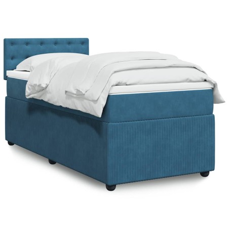 vidaXL Giroletto a Molle con Materasso Blu 100x200 cm in Velluto