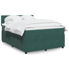 vidaXL Giroletto a Molle con Materasso Verde Scuro 140x200 cm Velluto
