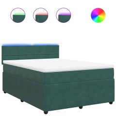 vidaXL Giroletto a Molle con Materasso Verde Scuro 140x200 cm Velluto