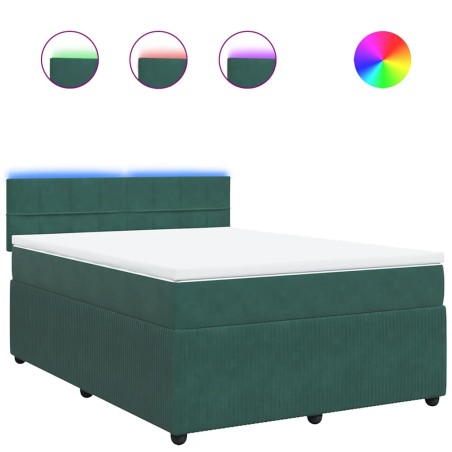 vidaXL Giroletto a Molle con Materasso Verde Scuro 140x200 cm Velluto