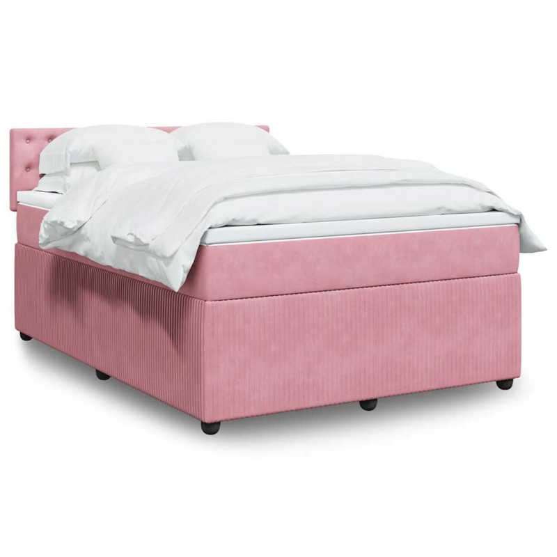 vidaXL Giroletto a Molle con Materasso Rosa 140x200 cm in Velluto vidaXL Giroletto a Molle con Materasso Rosa 140x200 cm in Velluto