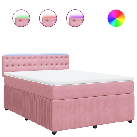 vidaXL Giroletto a Molle con Materasso Rosa 140x200 cm in Velluto