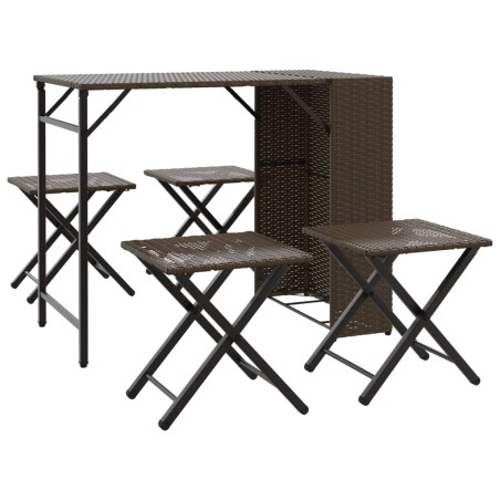 vidaXL Set da Pranzo da Giardino Pieghevole 5 pz Marrone in Polyrattan 