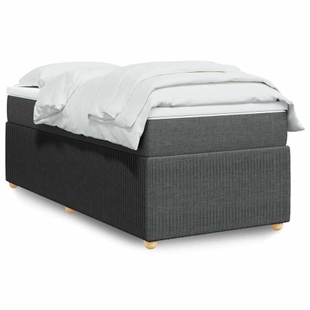 vidaXL Giroletto a Molle con Materasso Grigio Scuro 90x190 cm Tessuto