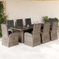 vidaXL Set da Pranzo da Giardino 9 pz con Cuscini in Polyrattan Grigio vidaXL Set da Pranzo da Giardino 9 pz con Cuscini in Polyrattan Grigio