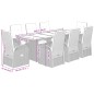 vidaXL Set da Pranzo da Giardino 9 pz con Cuscini in Polyrattan Grigio vidaXL Set da Pranzo da Giardino 9 pz con Cuscini in Polyrattan Grigio