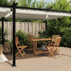 vidaXL Gazebo da Giardino con Tetto Retrattile Crema 3x6m in Alluminio