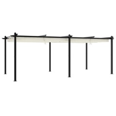 vidaXL Gazebo da Giardino con Tetto Retrattile Crema 3x6m in Alluminio
