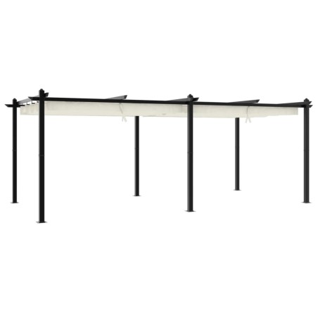 vidaXL Gazebo da Giardino con Tetto Retrattile Crema 3x6m in Alluminio