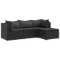 vidaXL Set Divani da Giardino 4 pz con Cuscini Nero in Polyrattan vidaXL Set Divani da Giardino 4 pz con Cuscini Nero in Polyrattan