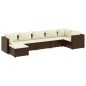 vidaXL Set Divani da Giardino 7 pz con Cuscini in Polyrattan Marrone