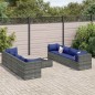 vidaXL Set Divani da Giardino 9 pz con Cuscini in Polyrattan Grigio vidaXL Set Divani da Giardino 9 pz con Cuscini in Polyrattan Grigio