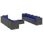 vidaXL Set Divani da Giardino 9 pz con Cuscini in Polyrattan Grigio vidaXL Set Divani da Giardino 9 pz con Cuscini in Polyrattan Grigio