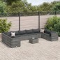 vidaXL Set Divani da Giardino 11 pz con Cuscini in Polyrattan Grigio vidaXL Set Divani da Giardino 11 pz con Cuscini in Polyrattan Grigio