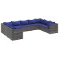vidaXL Set Divani da Giardino 9 pz con Cuscini in Polyrattan Grigio vidaXL Set Divani da Giardino 9 pz con Cuscini in Polyrattan Grigio