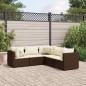 vidaXL Set Divani da Giardino 5 pz con Cuscini Marrone in Polyrattan vidaXL Set Divani da Giardino 5 pz con Cuscini Marrone in Polyrattan