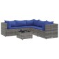 vidaXL Set Divani da Giardino 6 pz con Cuscini in Polyrattan Grigio vidaXL Set Divani da Giardino 6 pz con Cuscini in Polyrattan Grigio