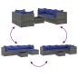 vidaXL Set Divani da Giardino 6 pz con Cuscini in Polyrattan Grigio vidaXL Set Divani da Giardino 6 pz con Cuscini in Polyrattan Grigio