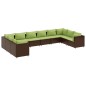 vidaXL Set Divani da Giardino 10 pz con Cuscini in Polyrattan Marrone vidaXL Set Divani da Giardino 10 pz con Cuscini in Polyrattan Marrone