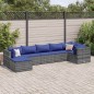 vidaXL Set Divani da Giardino 7 pz con Cuscini in Polyrattan Grigio vidaXL Set Divani da Giardino 7 pz con Cuscini in Polyrattan Grigio