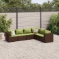 vidaXL Set Mobili da Giardino 6pz con Cuscini in Polyrattan Marrone vidaXL Set Mobili da Giardino 6pz con Cuscini in Polyrattan Marrone