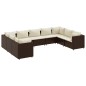 vidaXL Set Divani da Giardino 9 pz con Cuscini in Polyrattan Marrone vidaXL Set Divani da Giardino 9 pz con Cuscini in Polyrattan Marrone